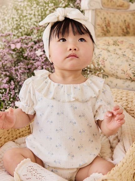 【ベビー】プレイスーツ Molly Blue Pointelle／オーガニックコットン（60～90cm）