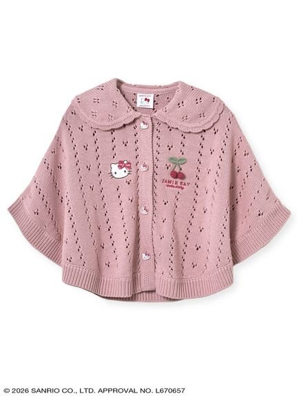 【HELLO KITTY/ベビー】モチーフ付きニットポンチョ（70-90cm）