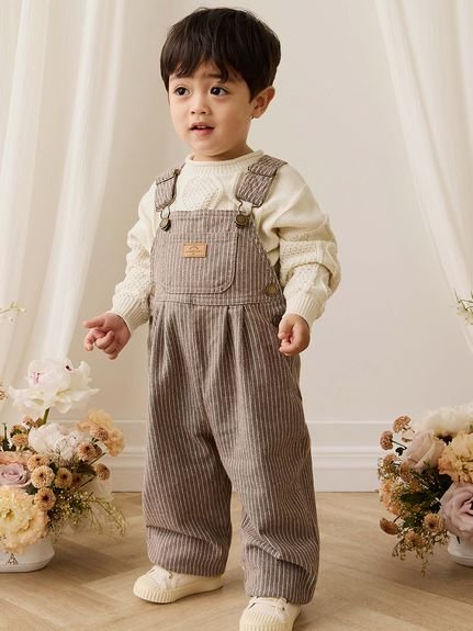 【ベビー＆キッズ】オーバーオールMini Pinstripe Cassava / Iroko（70～120cm）