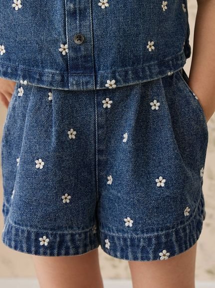 【ベビー＆キッズ】フラワーデニムショートパンツ Josie Floral Denim（70～120cm）