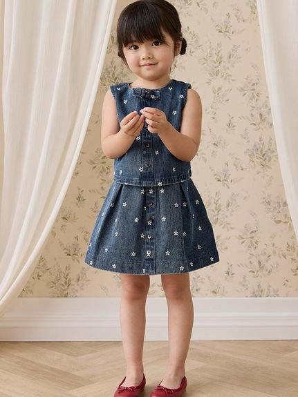 【ベビー＆キッズ】フラワーデニムスカート Josie Floral Denim（70～120cm）