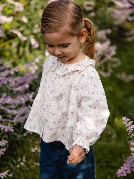 【ベビー＆キッズ】コットンフリル長袖ブラウス Molly Lilac（80～120cm）